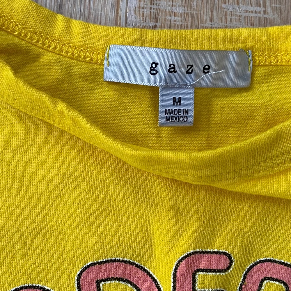 gaze Yellow 'WANDERLUST' Graphic Tie-Front Short Sleeve Tee - Picture 2 of 4